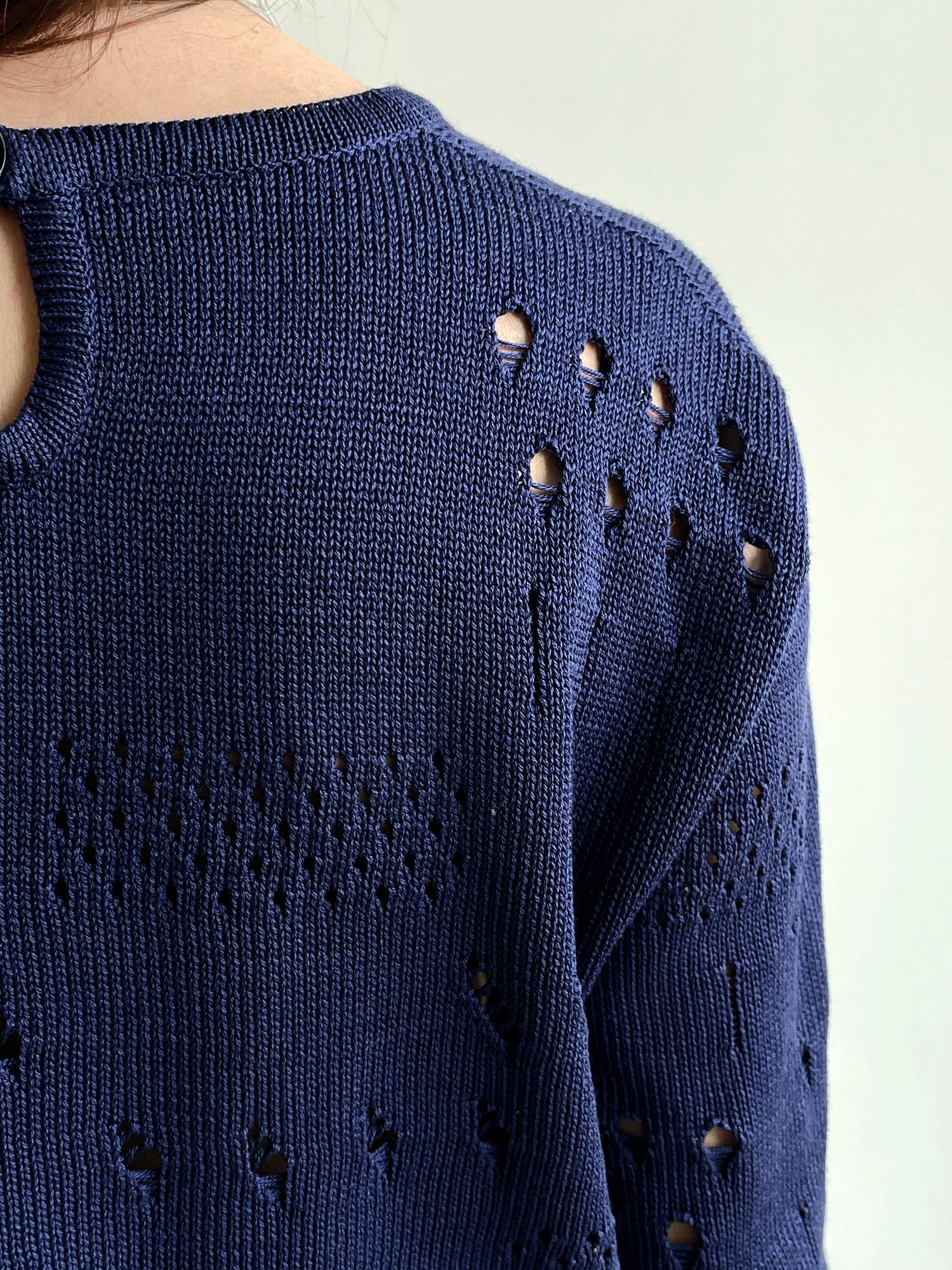 Укороченный топ с декором, цвет глубокий синий