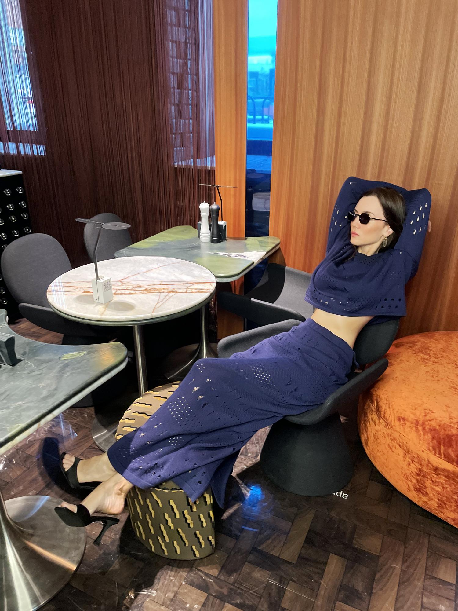 Юбка "макси" с декором, цвет глубокий синий