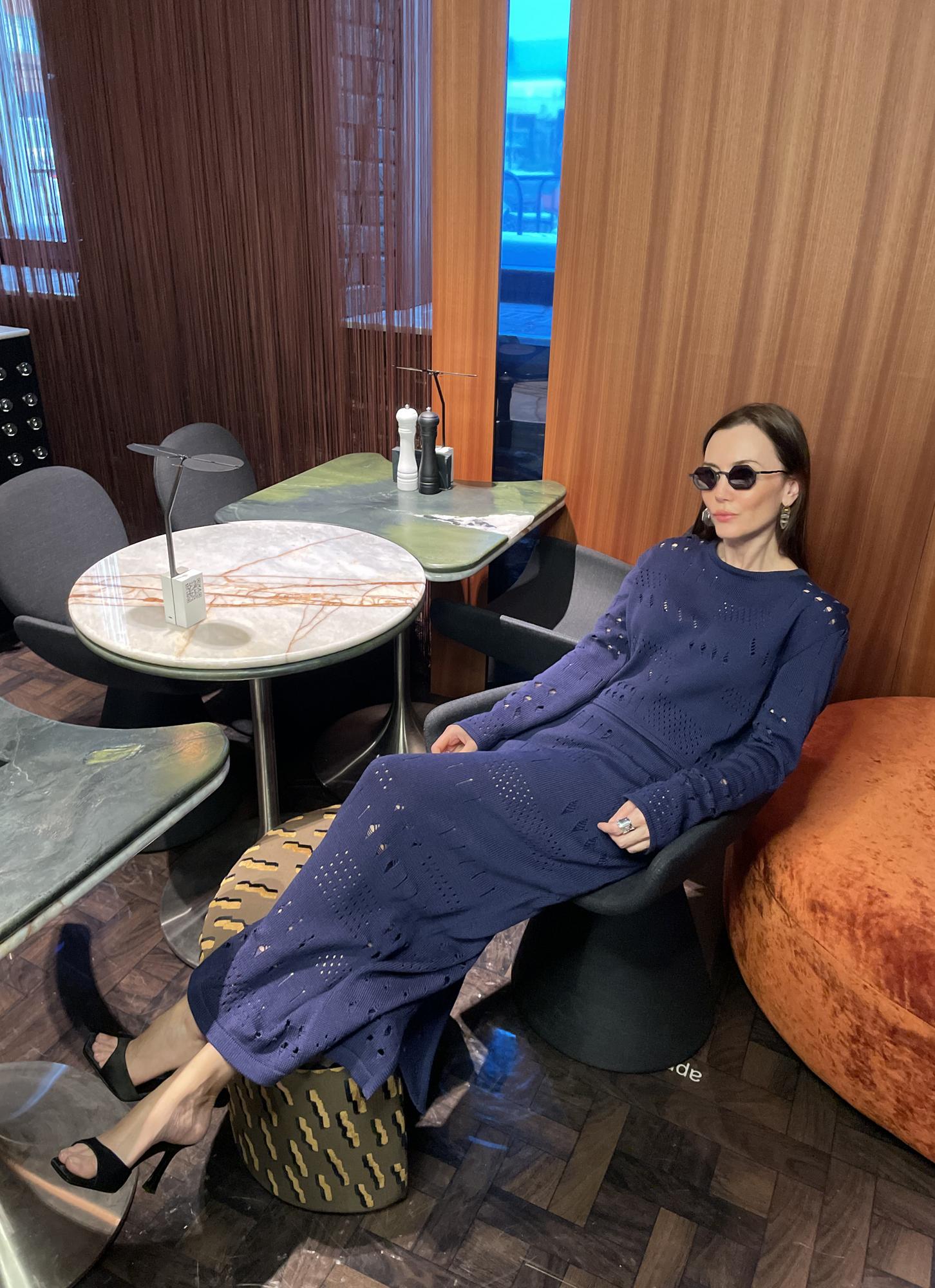 Юбка "макси" с декором, цвет глубокий синий