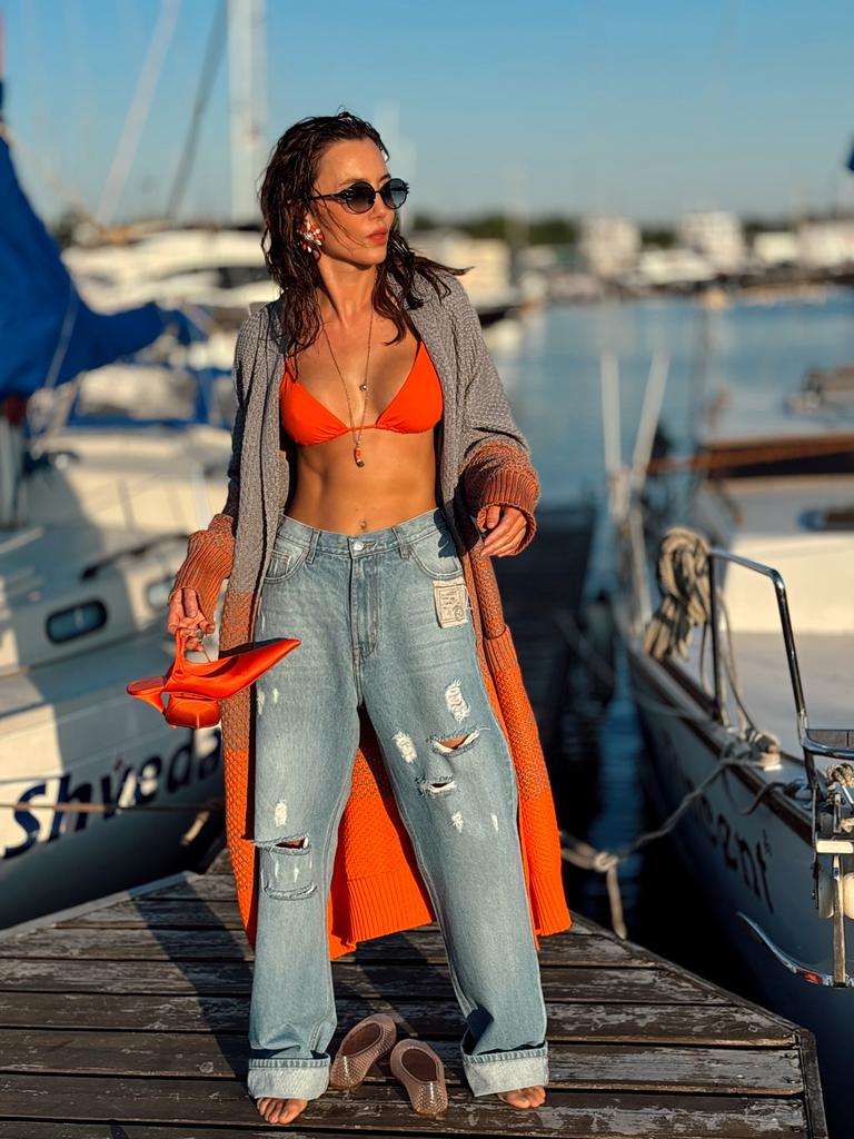 Фактурный кардиган с лацканами, соты, градиент