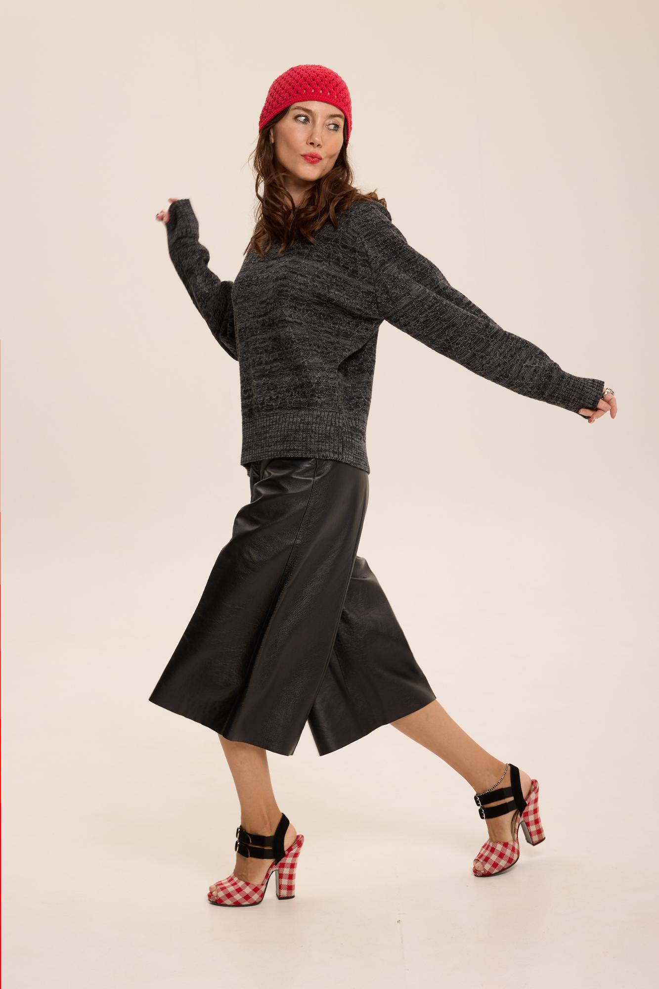 Свитер фактурный, серый меланж