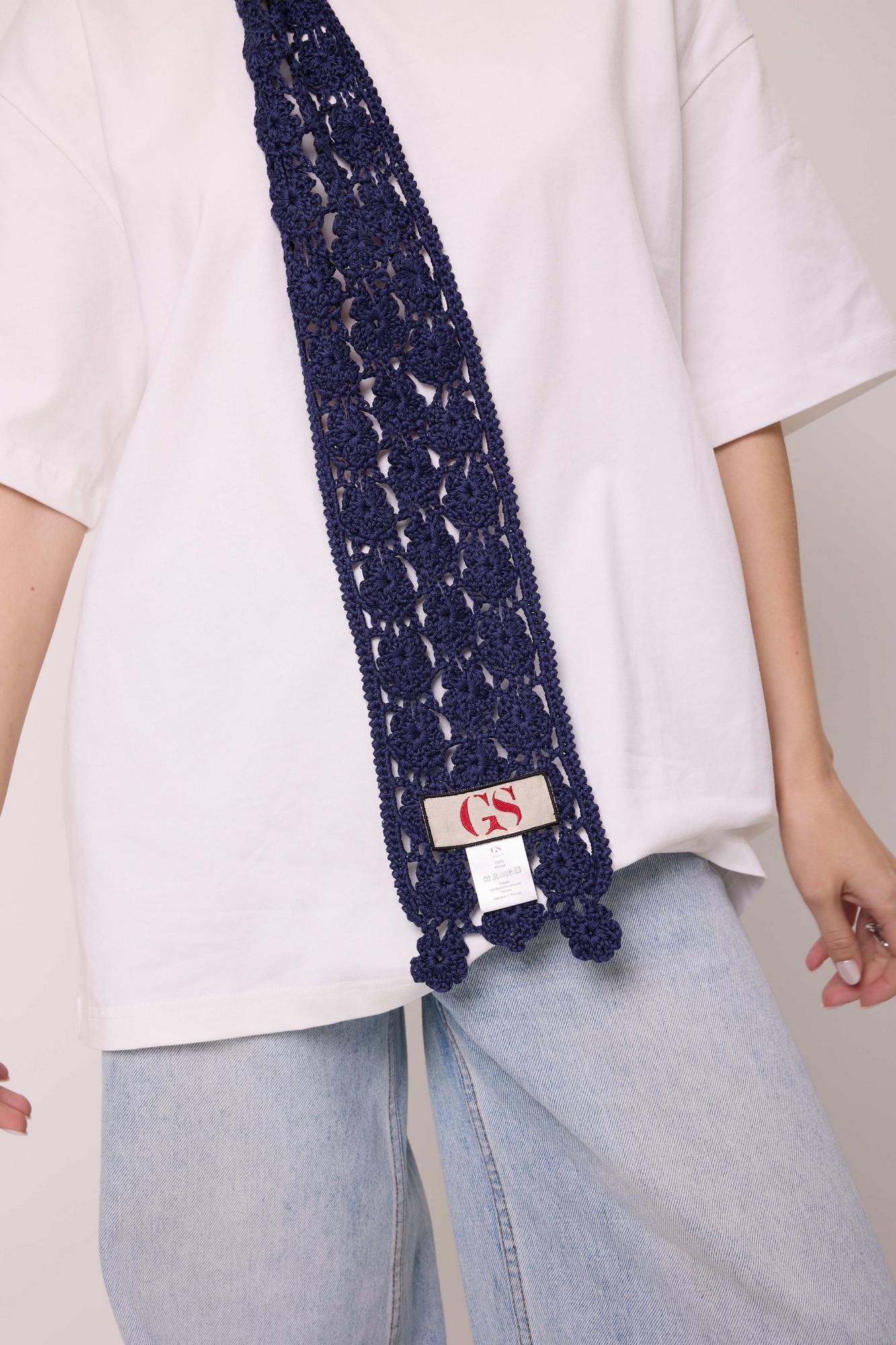 Шарф кроше, цвет синий