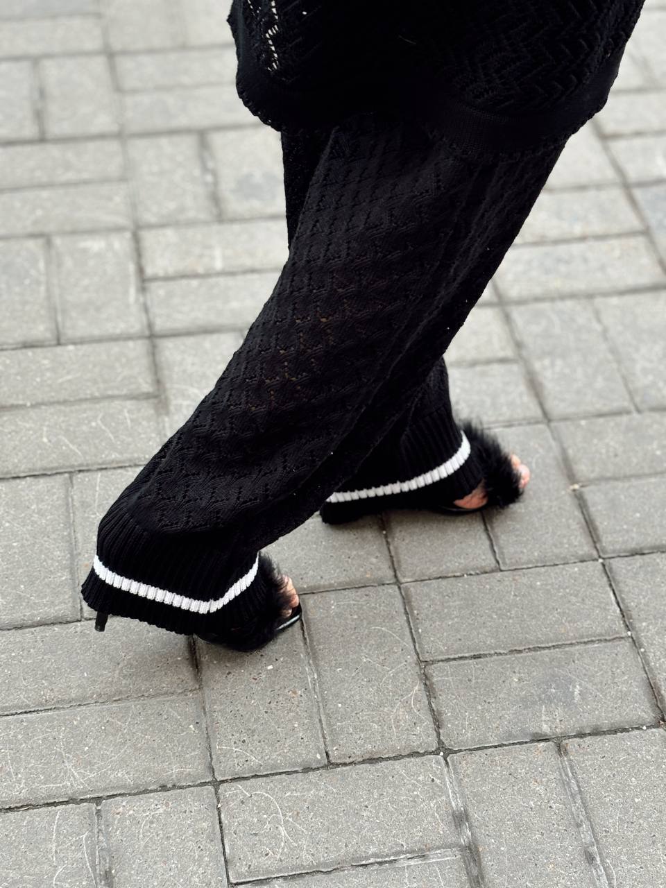 Брюки ажурные, двухцветные