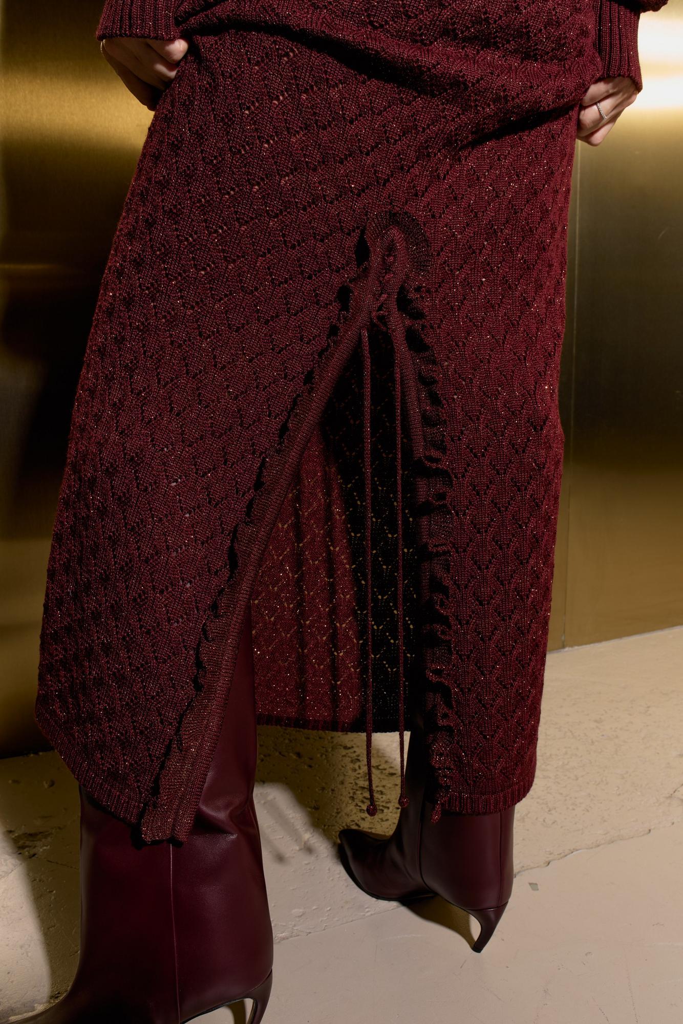 Юбка макси, рюши, люрекс ажур