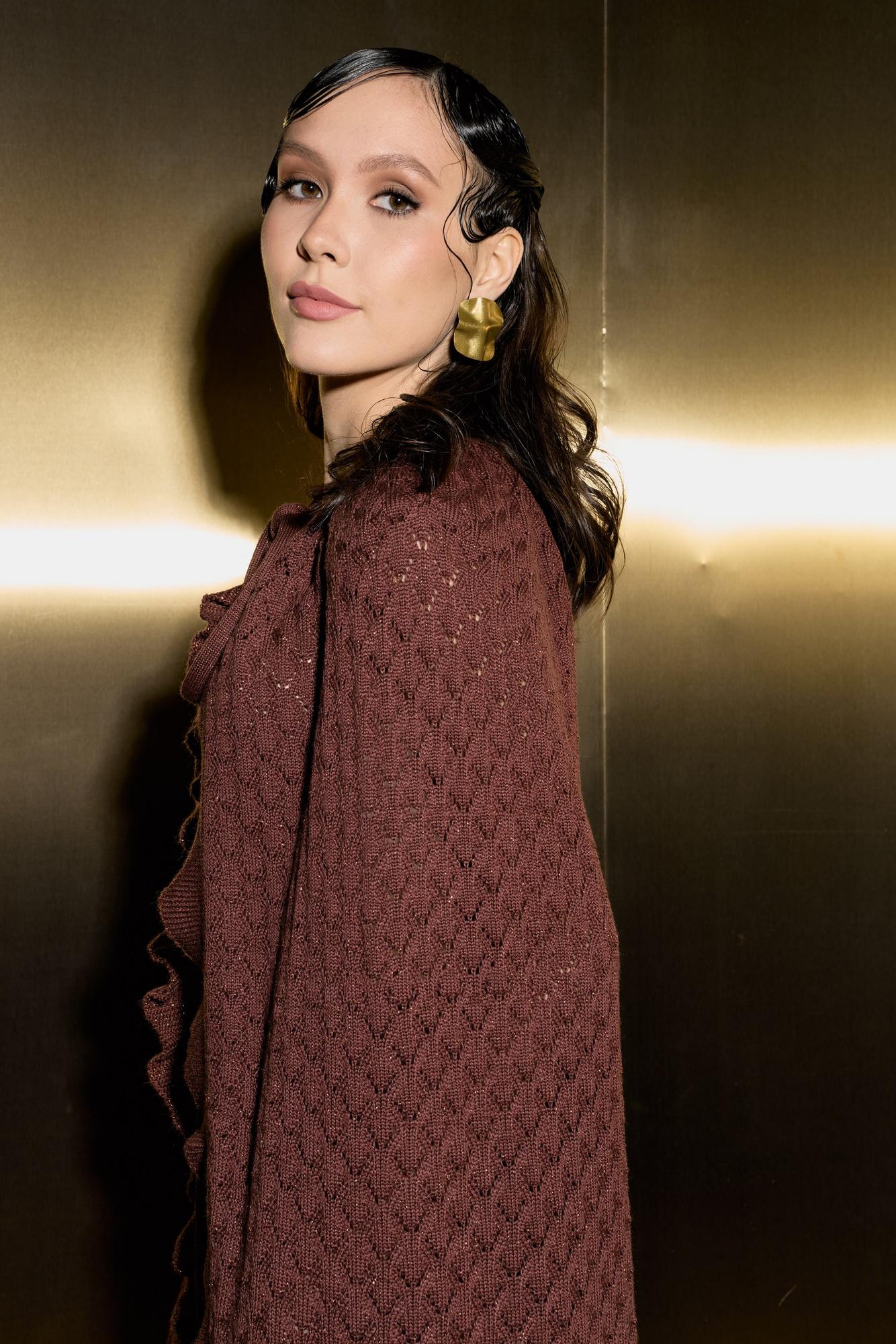 Кейп рюши, люрекс ажур