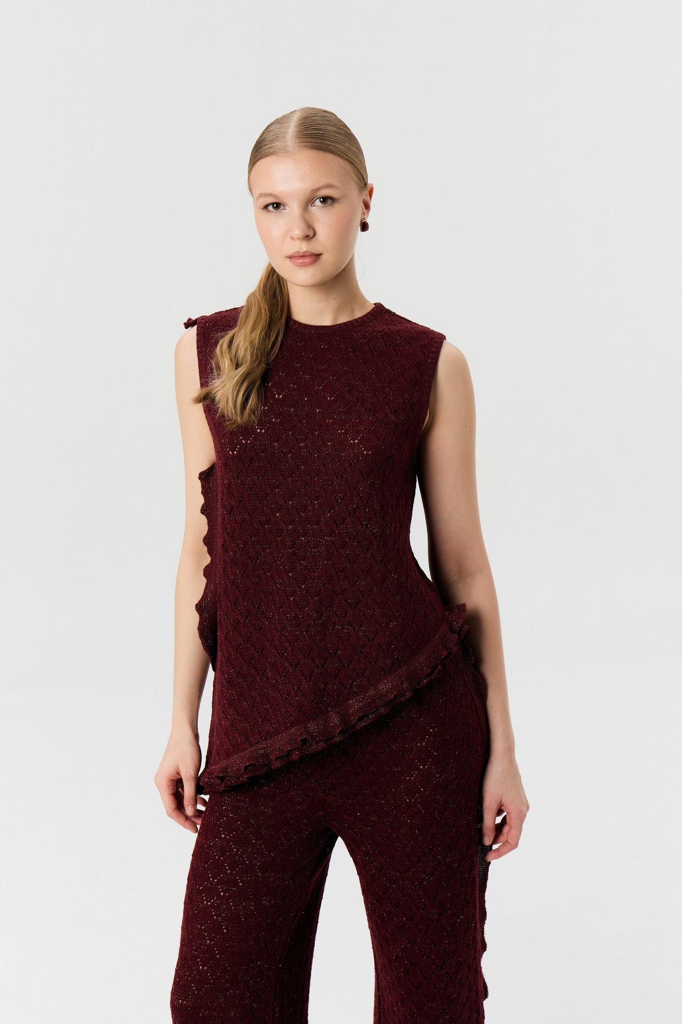 Топ ассиметрия, рюши, люрекс ажур