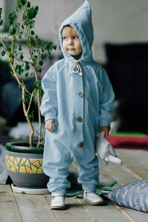 Комбинезон из тонкого футера с начесом бирюза