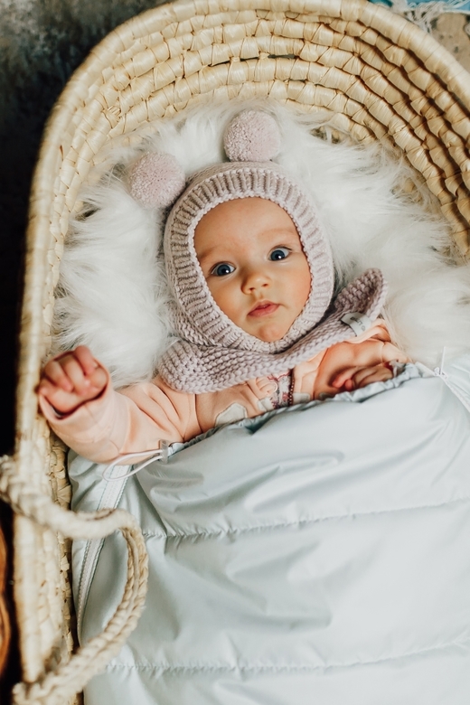 Конверт в коляску тонкий (до -15*) светло-голубой с мехом