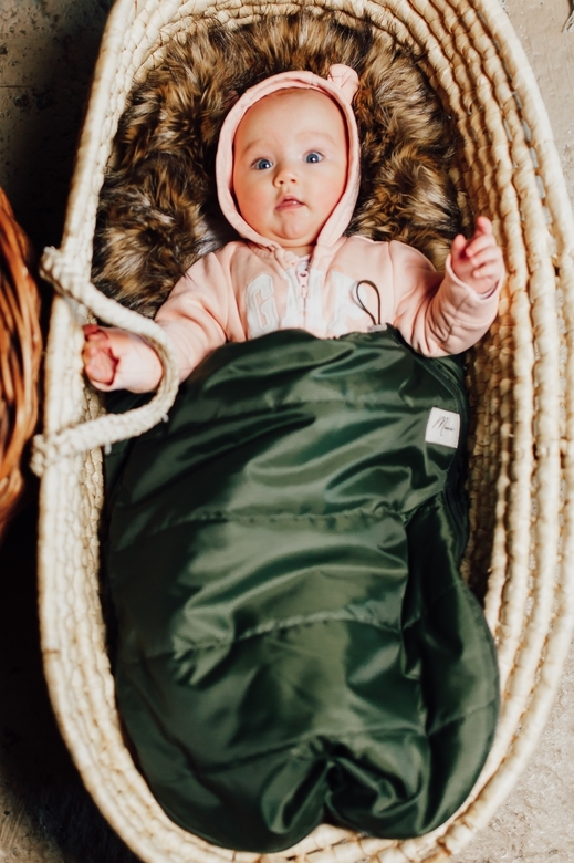 Конверт в коляску зимний (до -15*) хаки с мехом