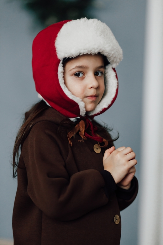 Шапка-ушанка бордо