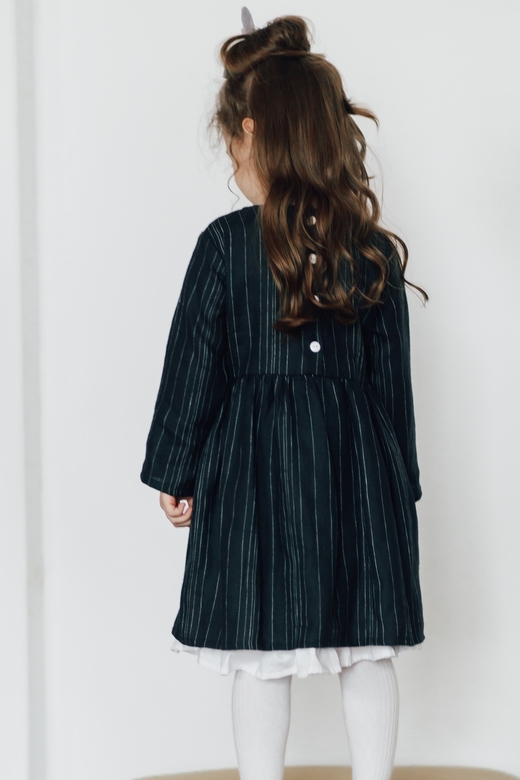 Платье ELLIE из льна черное в белую полоску