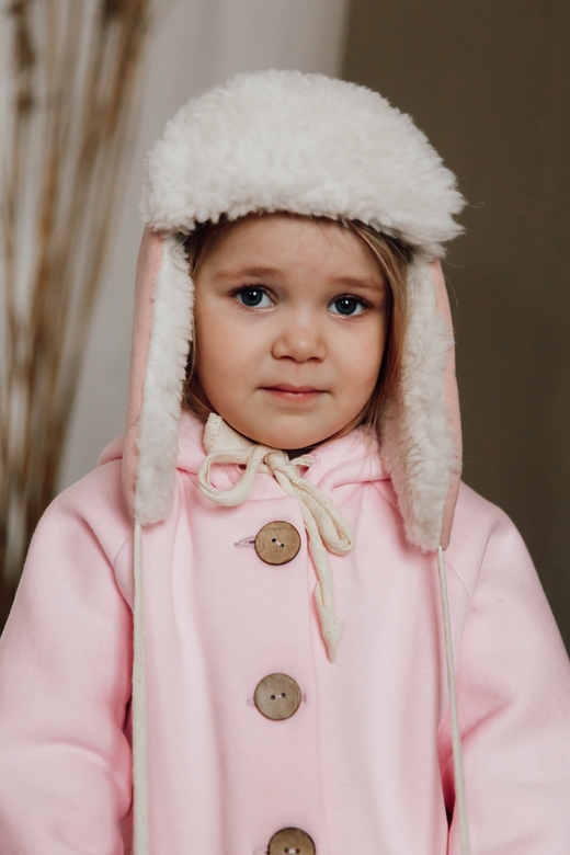 Шапка-ушанка пудра