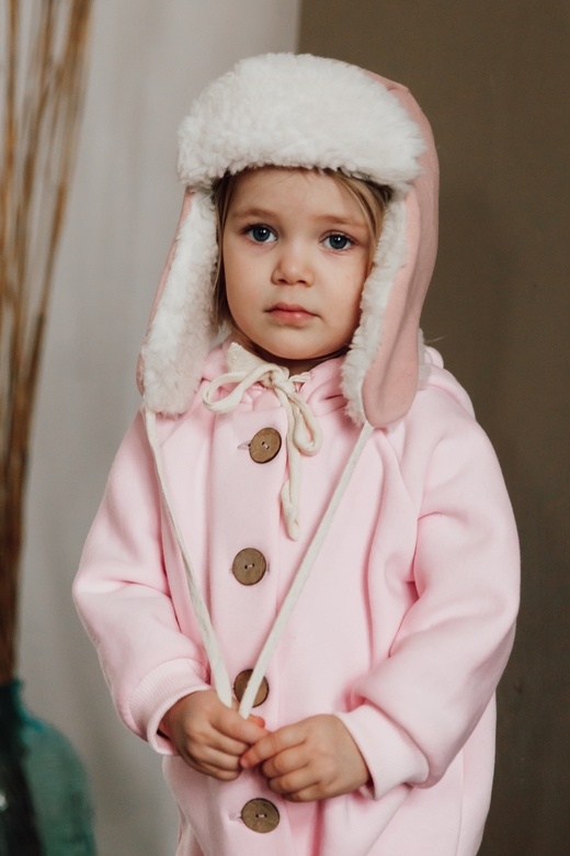 Шапка-ушанка пудра