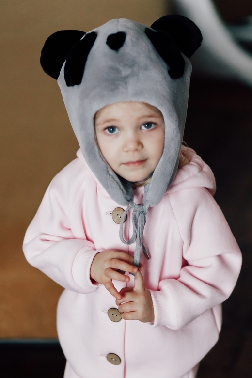 Шапка"панда" графит эко-мех