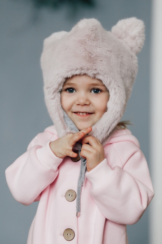 Шапка "киска" пудра эко-мех