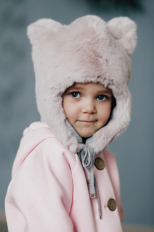 Шапка "киска" пудра эко-мех