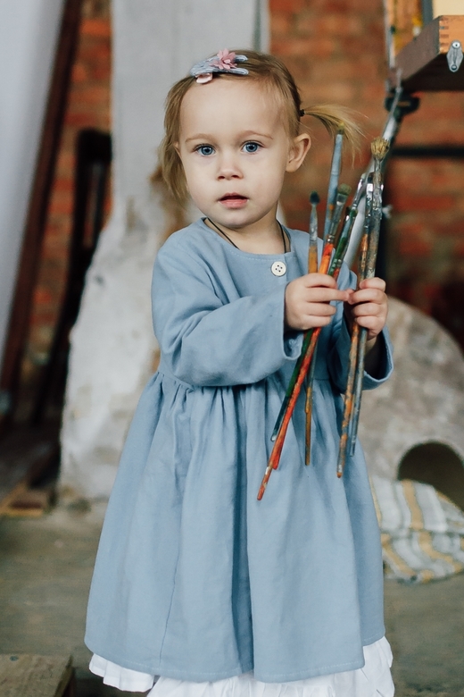 Платье ELLIE теплый хлопок светло-голубой