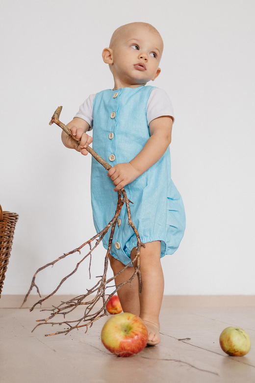 Боди хлопок голубой горох