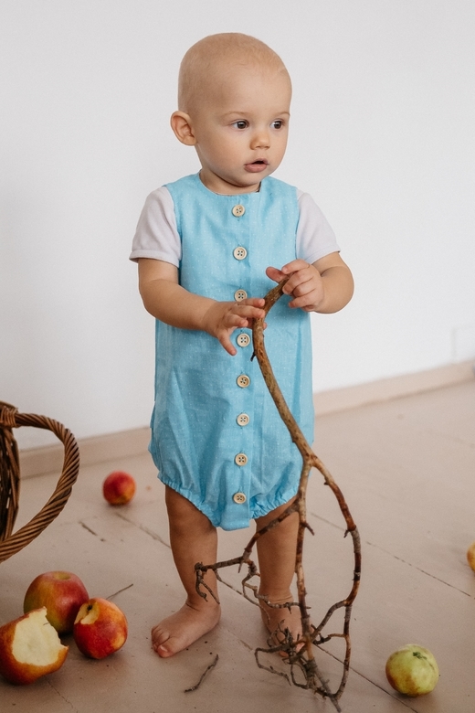 Боди хлопок голубой горох