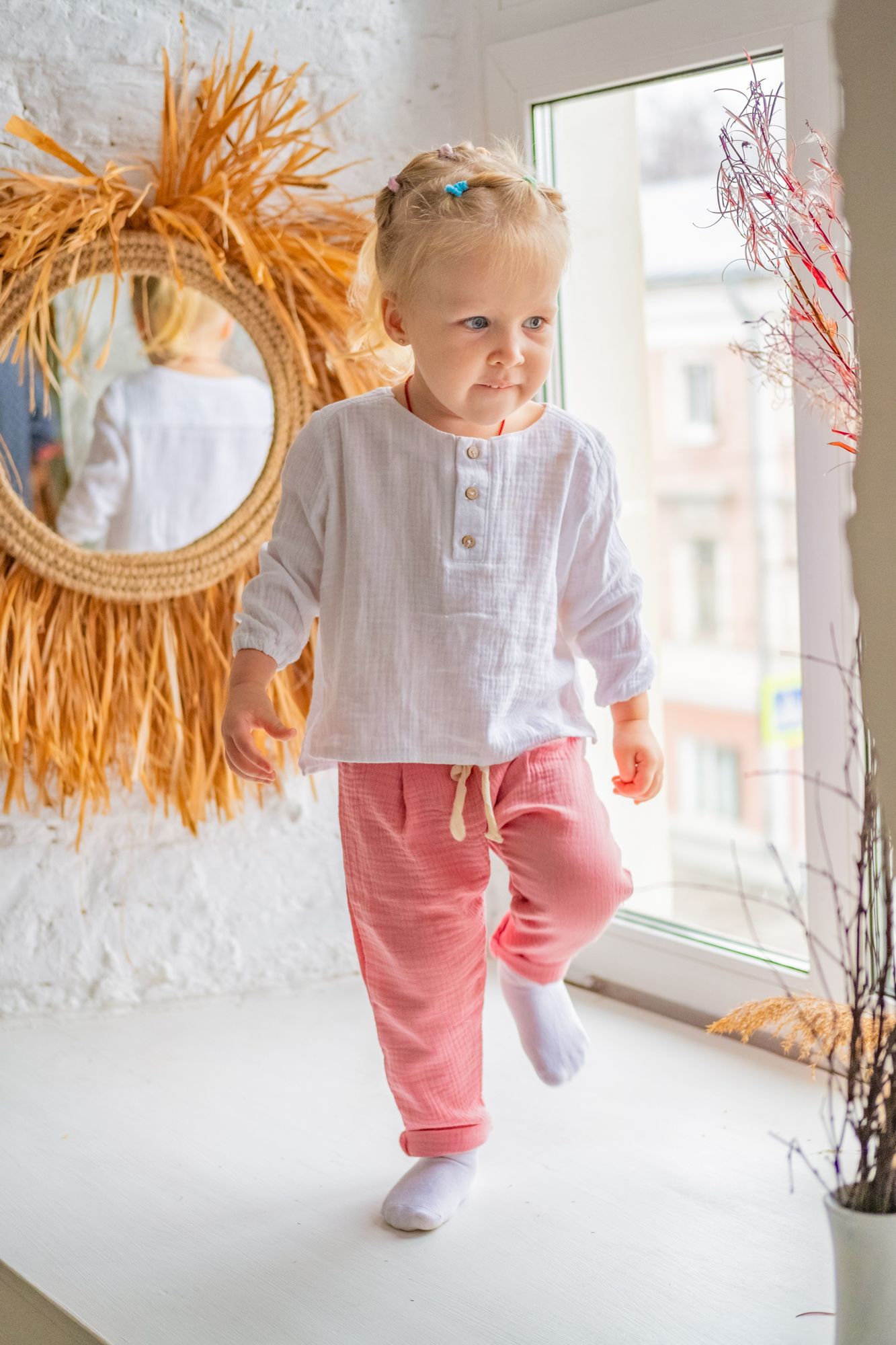 Штаны из муслина пудра