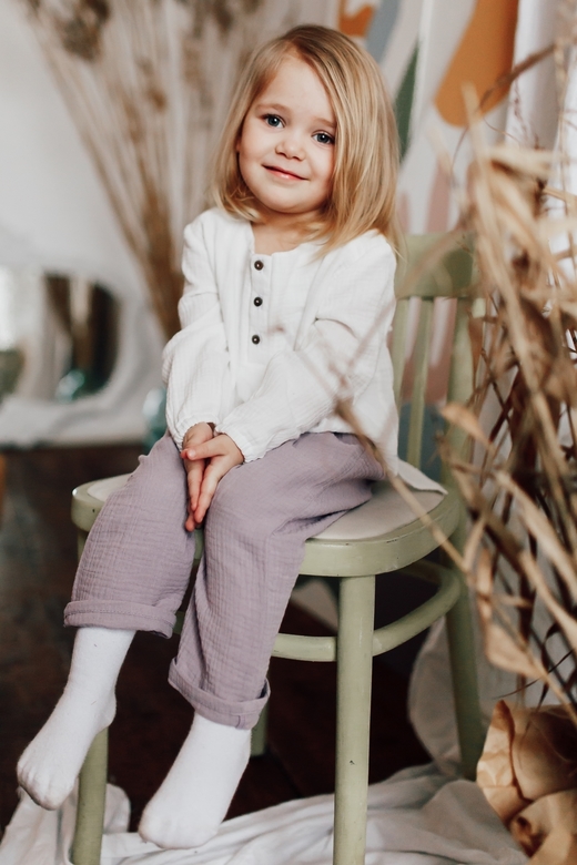 Штаны из муслина лаванда