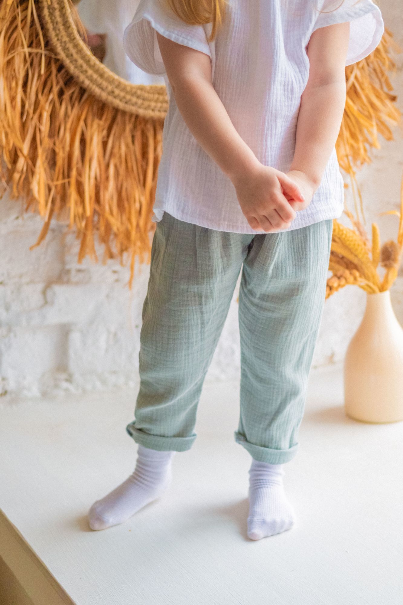 Штаны унисекс из муслина эвкалипт