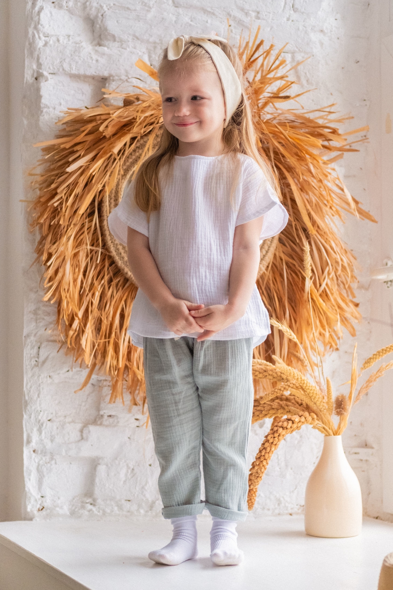 Штаны унисекс из муслина эвкалипт