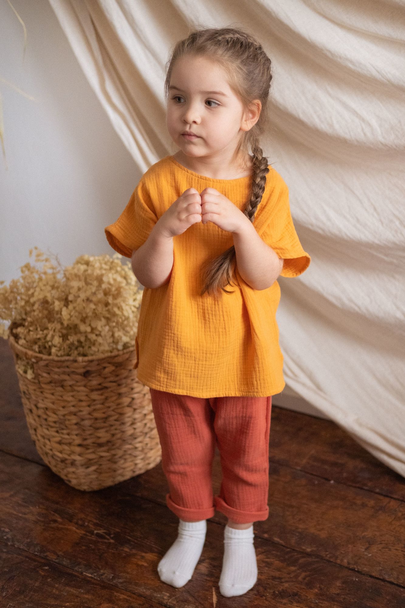 Штаны унисекс из муслина терракот