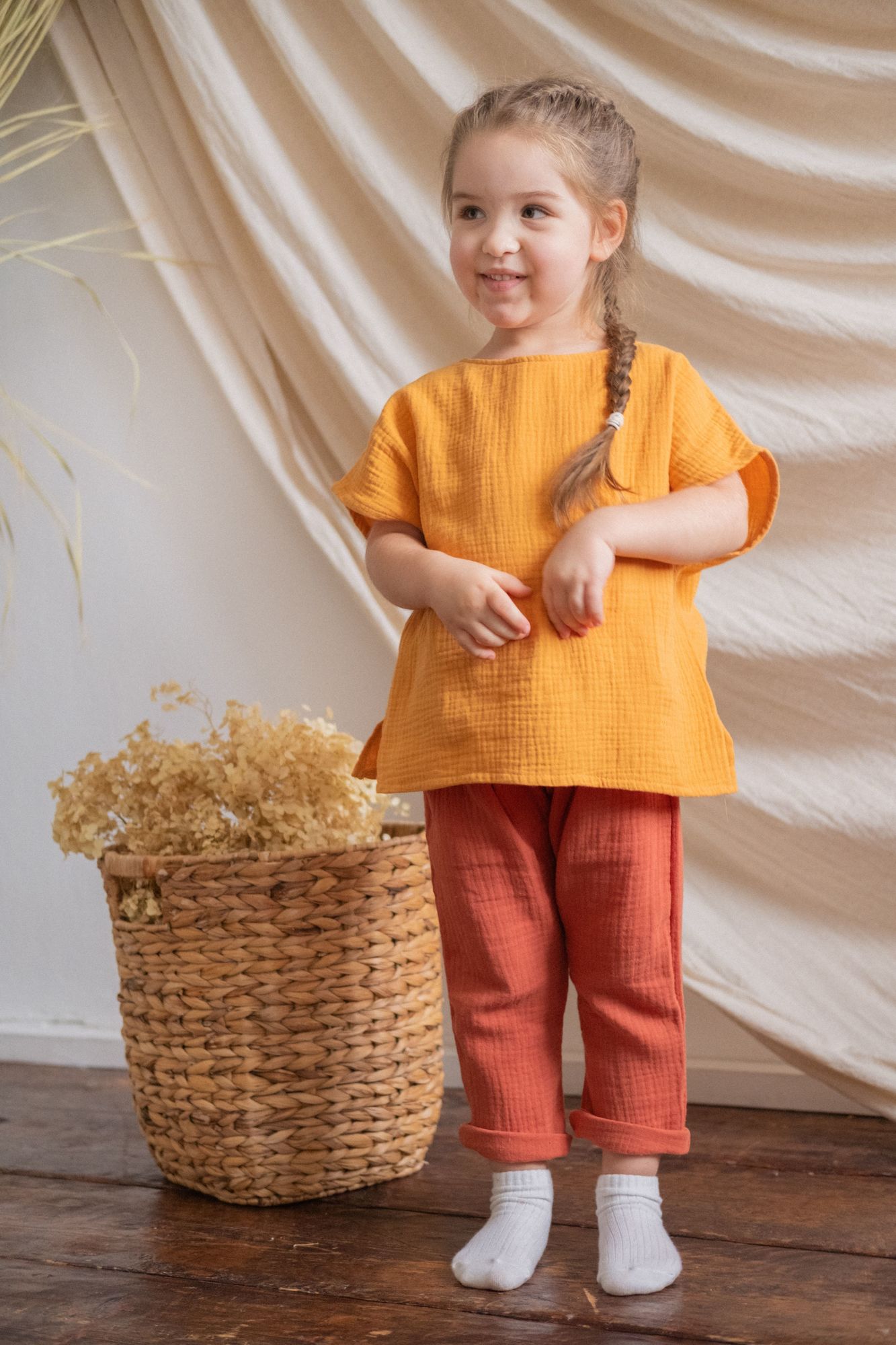 Штаны унисекс из муслина терракот