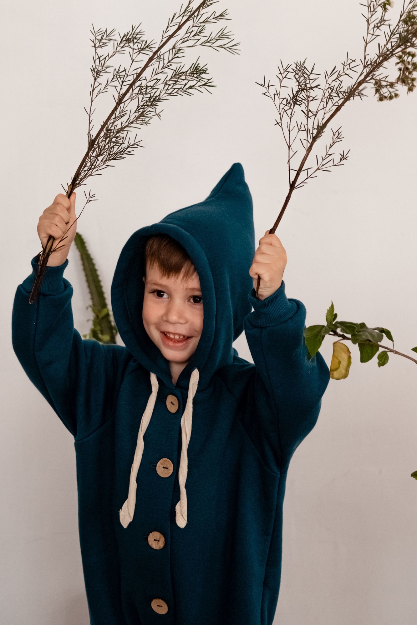 Комбинезон из футера с начёсом петроль