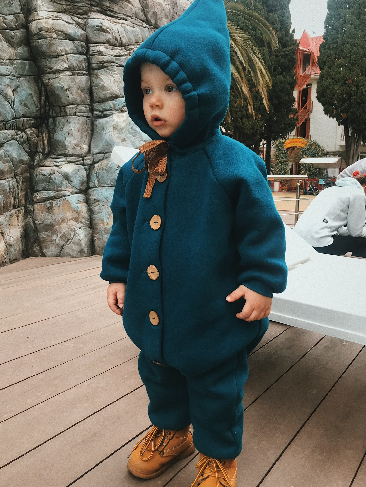 Комбинезон из футера с начёсом петроль