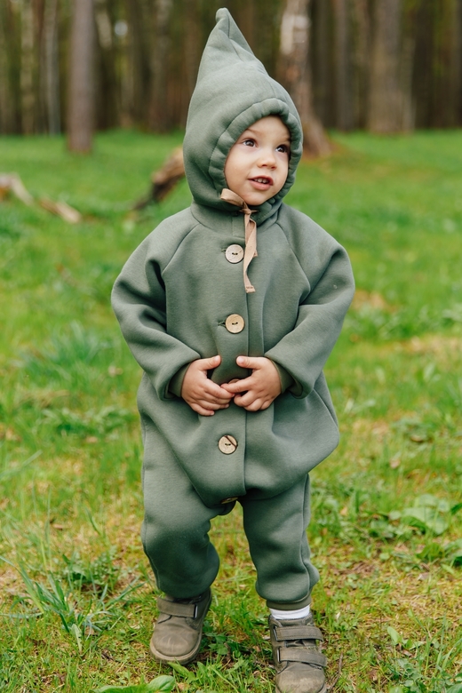 Комбинезон из футера с начёсом олива