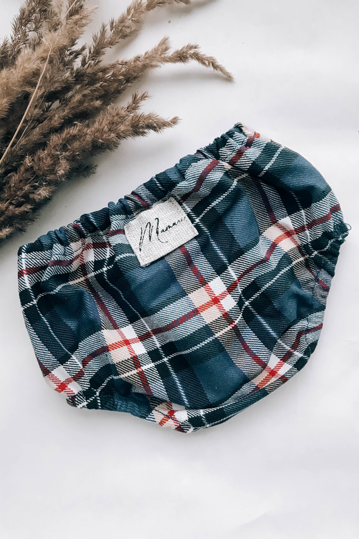 Трусы хлопок с начёсом клетка сине-белая