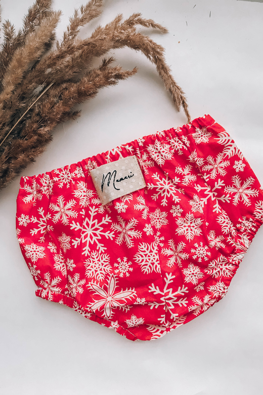 Трусы хлопок снежинки на красном