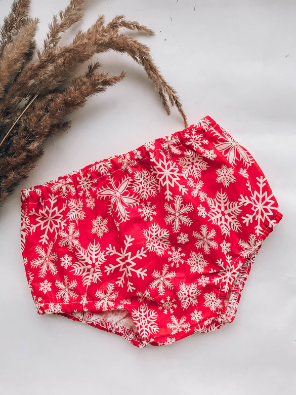 Трусы хлопок снежинки на красном