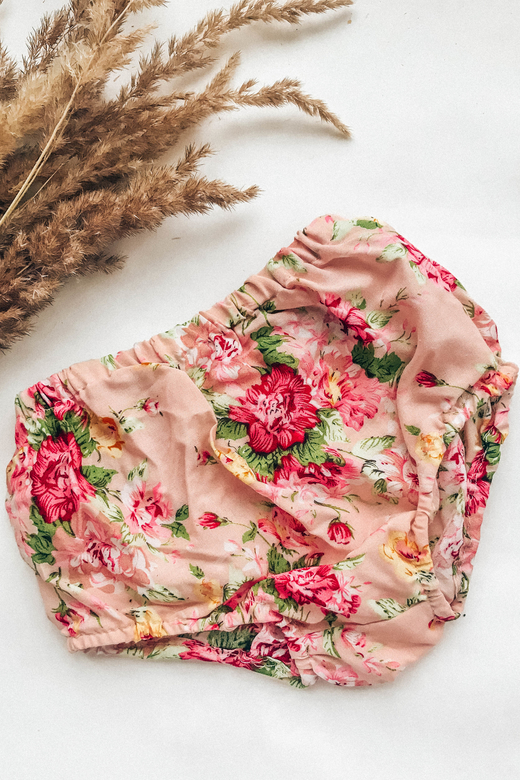 Трусы хлопковый сатин розовые цветы