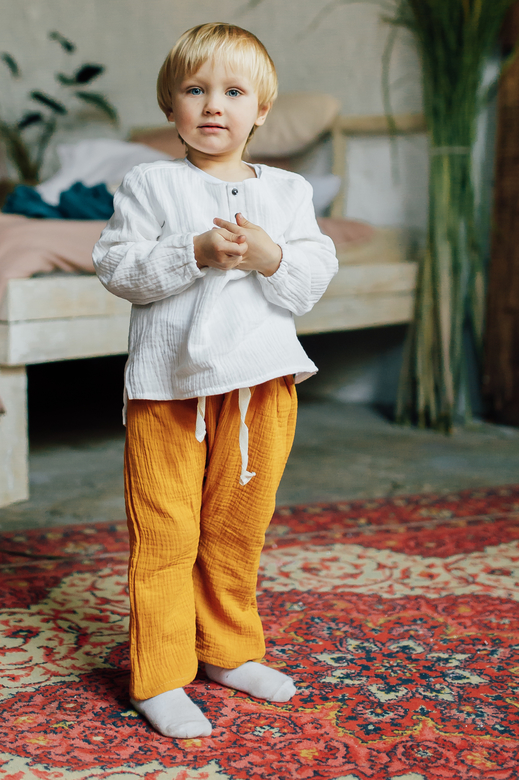 Штаны унисекс из муслина горчица