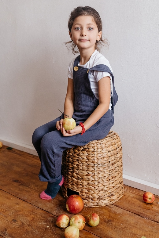 Полукомбинезон из муслина индиго