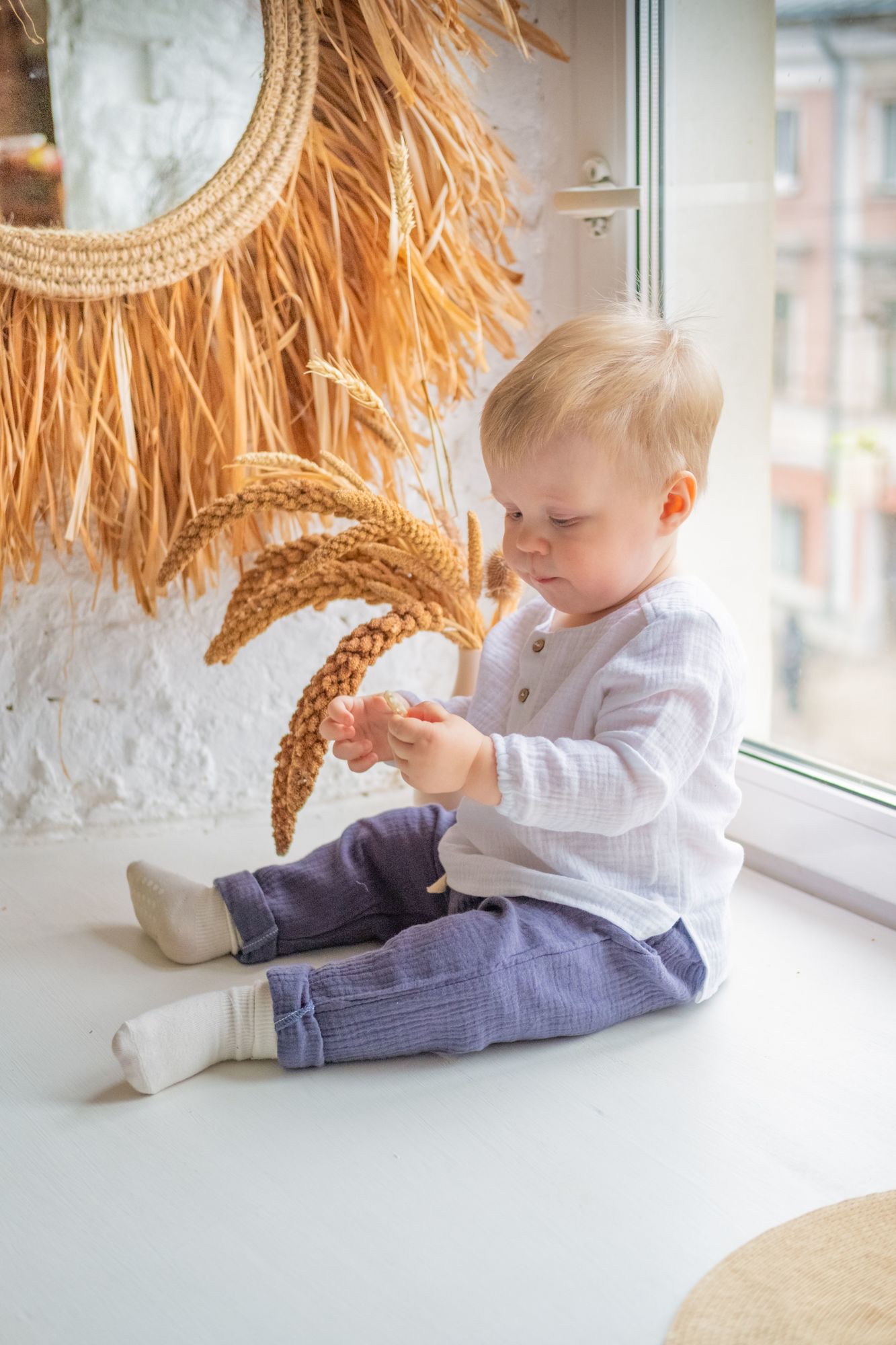 Штаны унисекс из муслина индиго