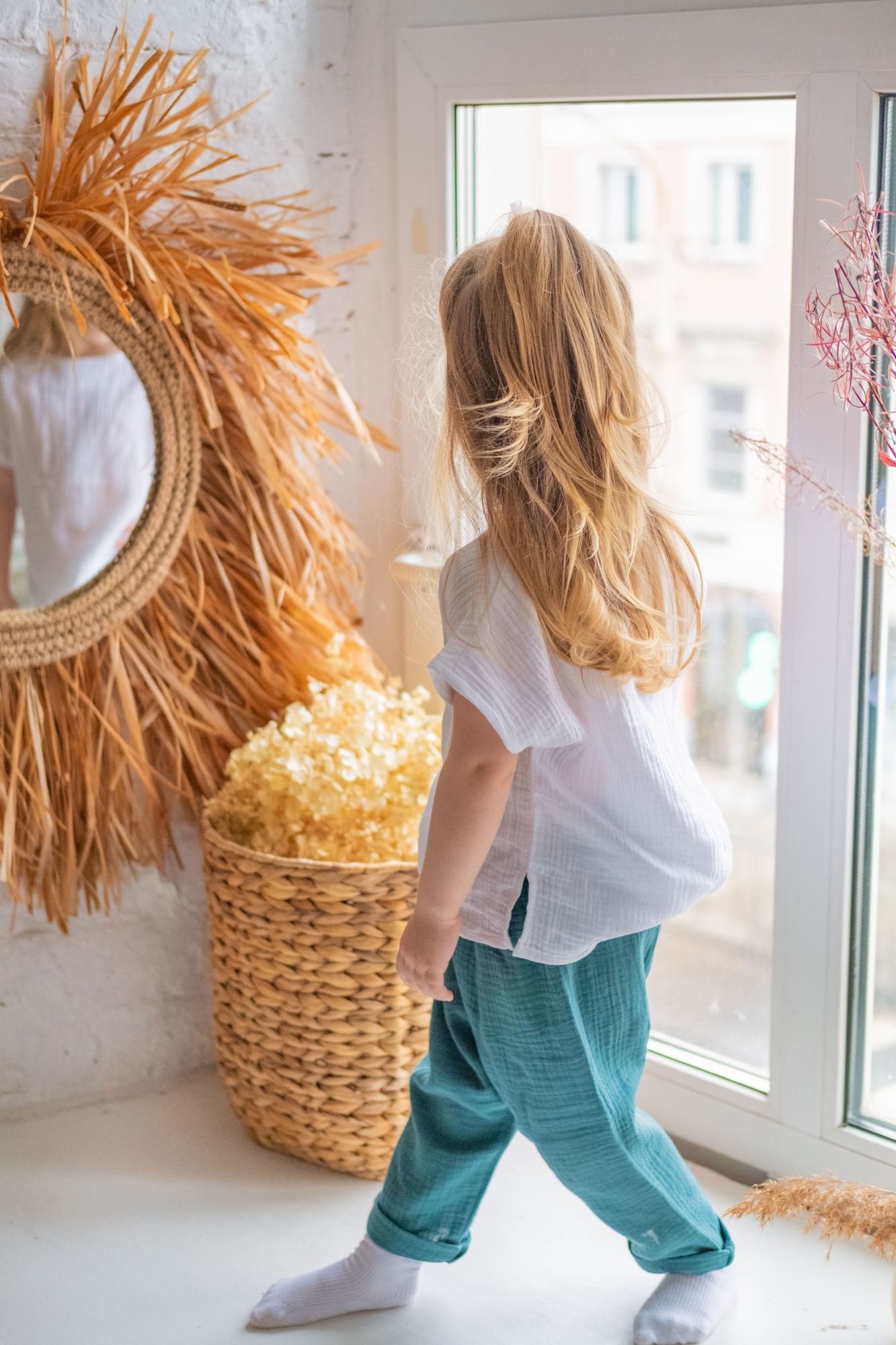 Штаны унисекс из муслина изумруд