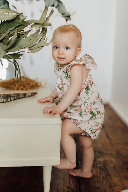 Ромпер с рукавами-крылышками хлопковый цветы