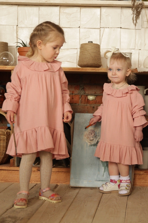 Платье ADELIYA из муслина цвет пудра