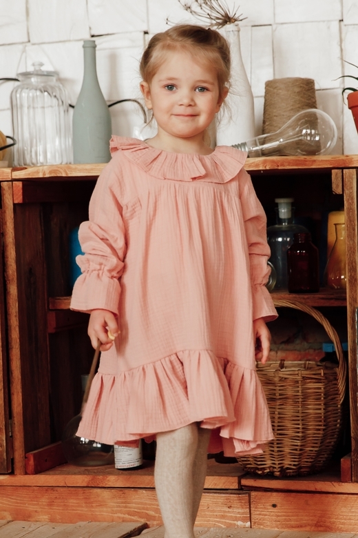 Платье ADELIYA из муслина цвет пудра