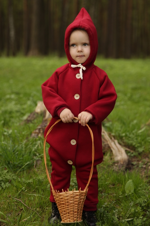 Комбинезон из футера с начесом бордо