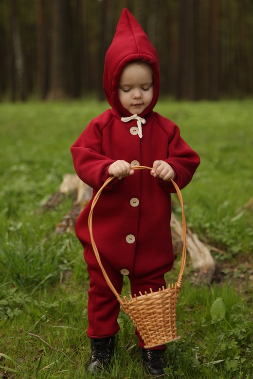 Комбинезон из футера с начесом бордо