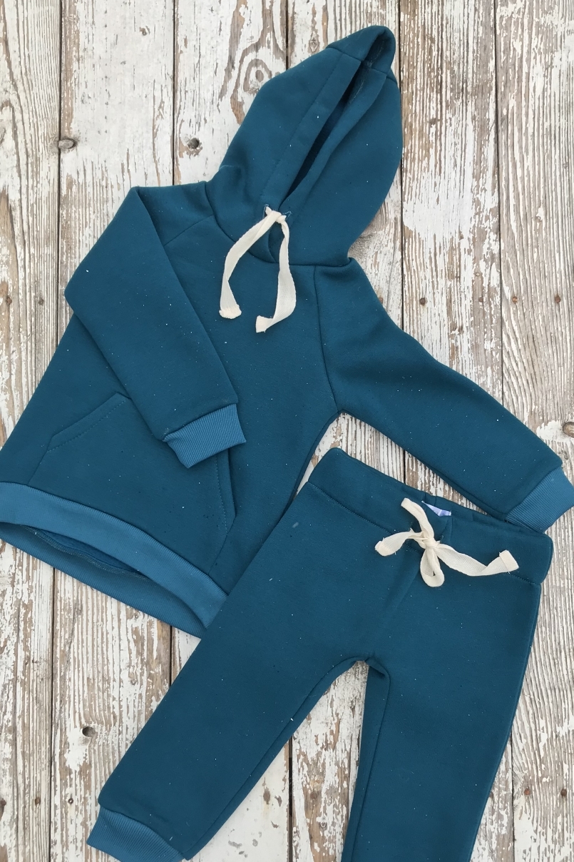 Толстовка из футера с начесом петроль