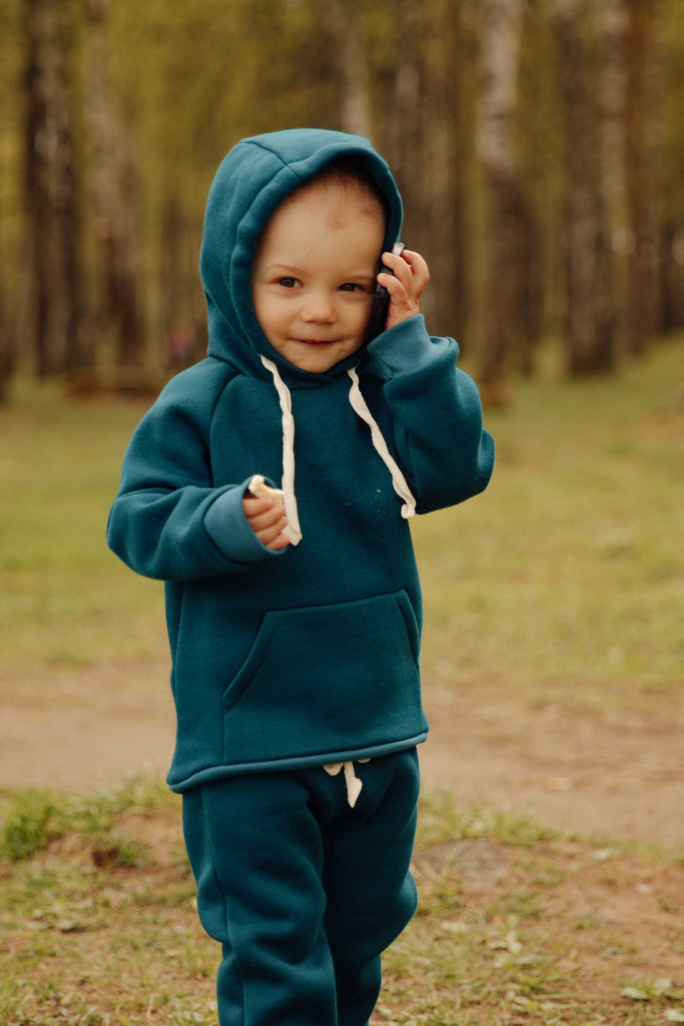 Толстовка из футера с начесом петроль