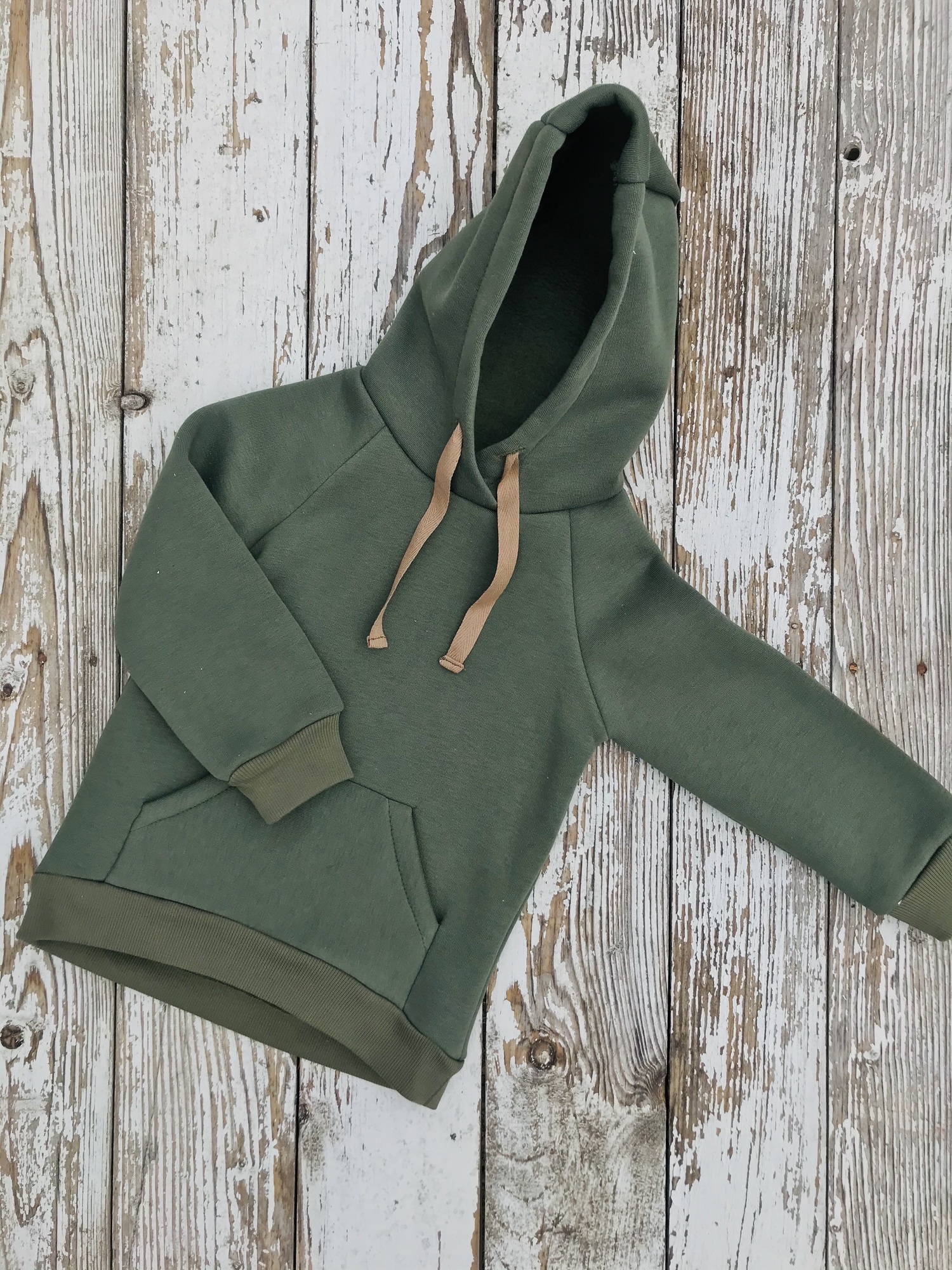 Толстовка из футера с начесом олива