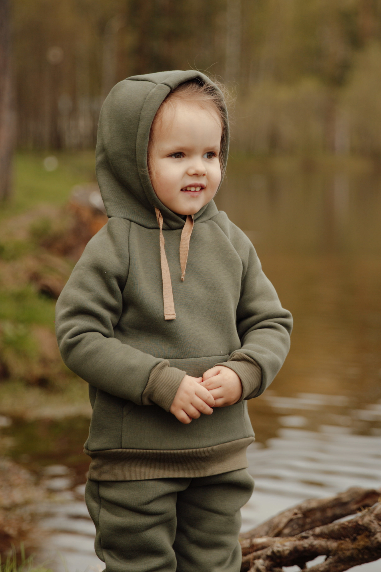Толстовка из футера с начесом олива