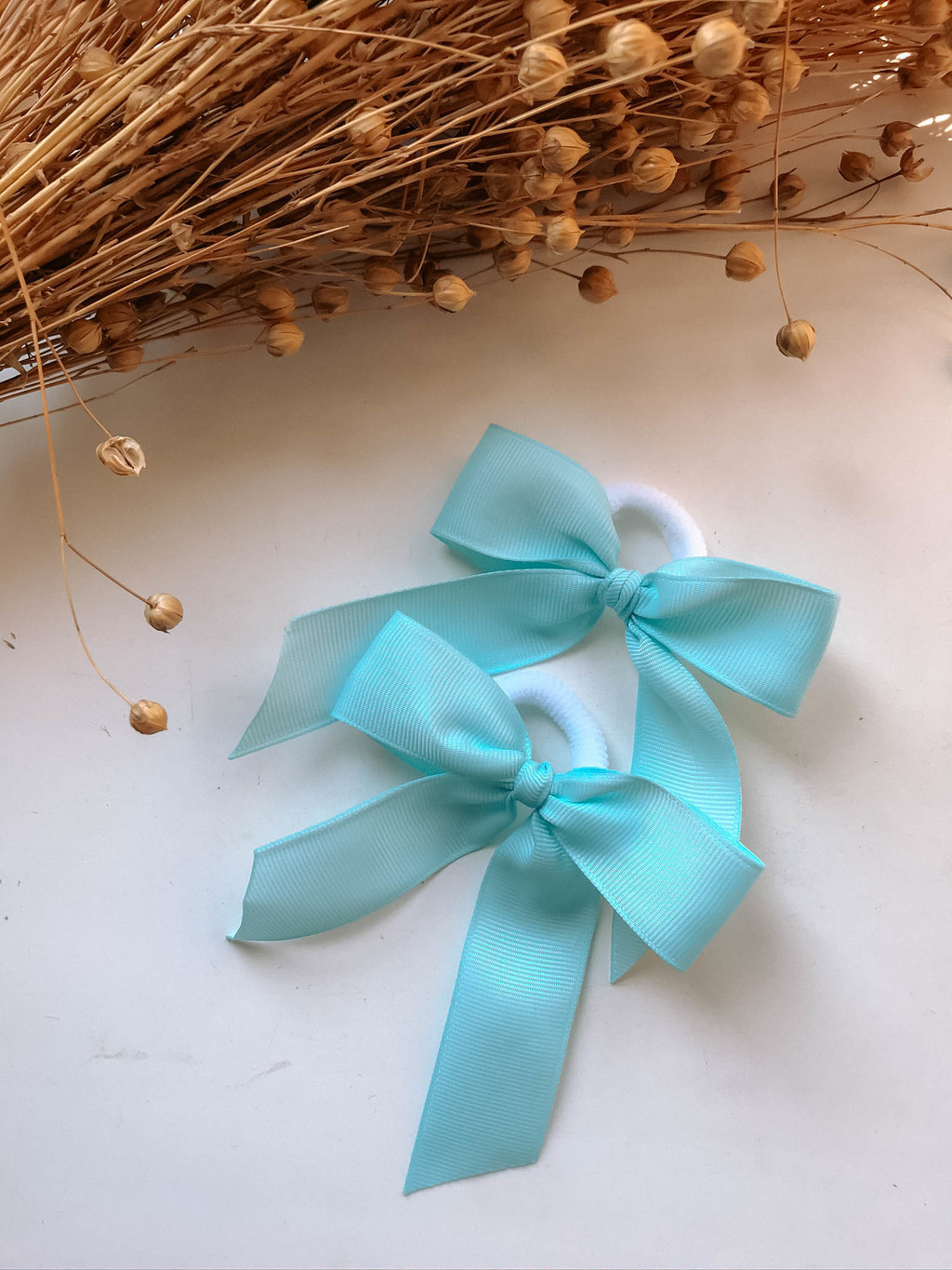 Резинка для волос бантик бирюза